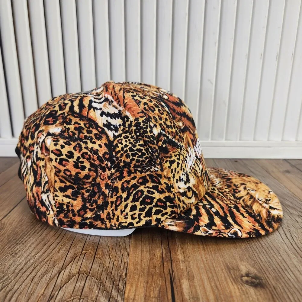 VTG J-Hats Utah's Hogle Zoo Snapback Hat Orange Tiger All Over Print Made in USA
